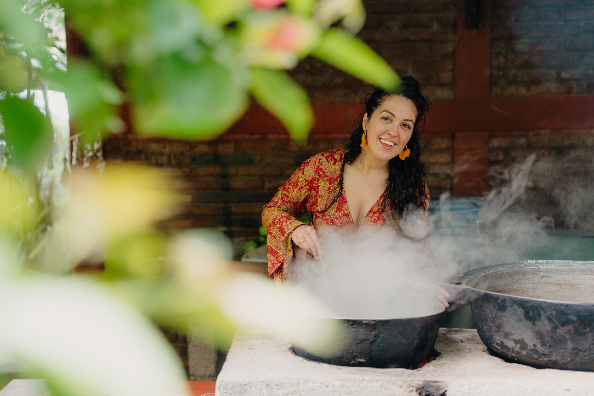 Preparación del cacao en fuego
